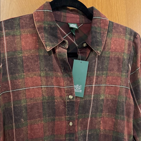 Plaid Button-Up Tunic Shirt NWT - Picture 3 of 5